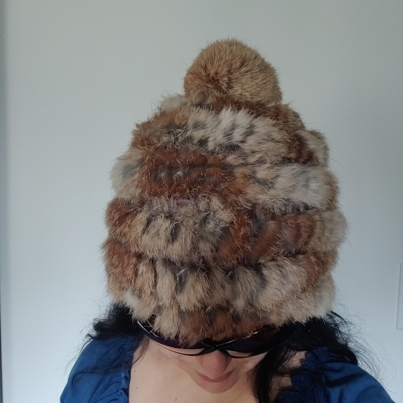 Genuine Rabbit Fur Woven Beanie Hat by Pleau Boutique - Picture 7 of 12